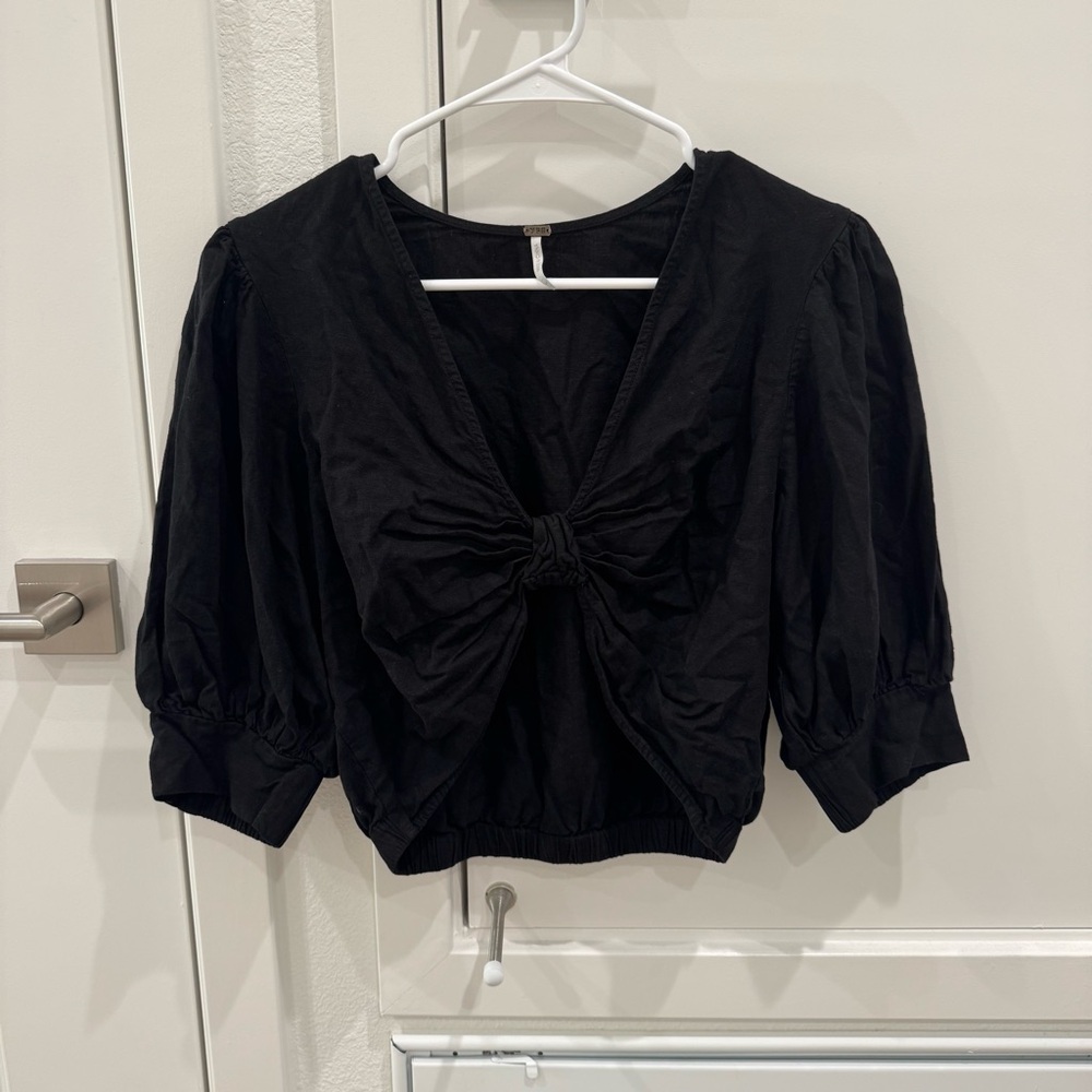 Never Worn: YFB Sz M Linen Cropped Black Women's Top